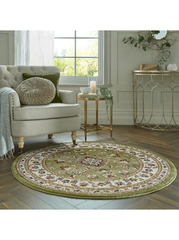 KADIMA DESIGN Orientteppich Bordüre floral klassischer Wohnzimmer-Teppich in Grün