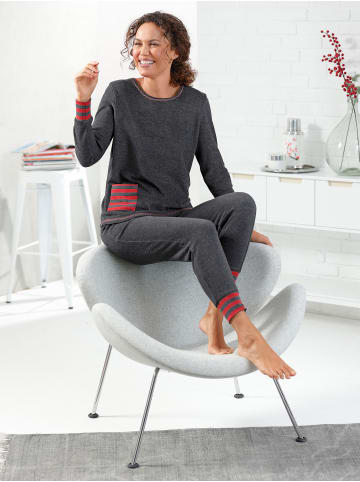 WITT WEIDEN Schlafanzug in anthrazit-meliert-rot