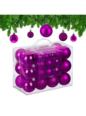 relaxdays 50-tlg. Weihnachtskugeln Set in Pink