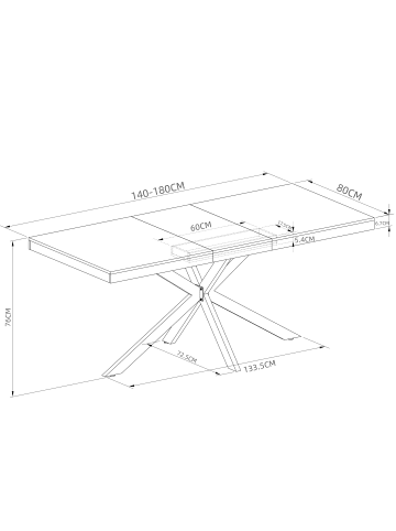 ABRIHOME Esstisch in Braun ausziehbar 140-180 cm mit Stauraum