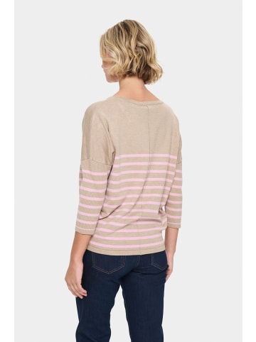 SAINT TROPEZ Strickpullover MilaSZ Oversize fit in Plaza Taupe Pink Stripe