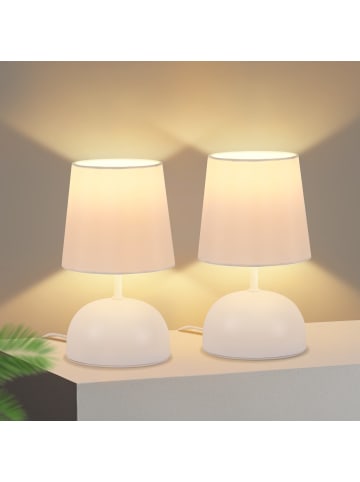 ZMH 2er-Set Tischleuchte E14 in weiß runde Stoffschirm