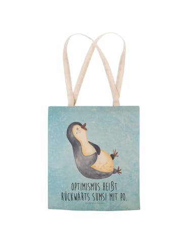 Mr. & Mrs. Panda Tote Bag Pinguin Lachen mit Spruch in Eisblau