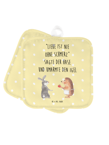 Mr. & Mrs. Panda topfhalter Hase Igel mit Spruch in Gelb Pastell