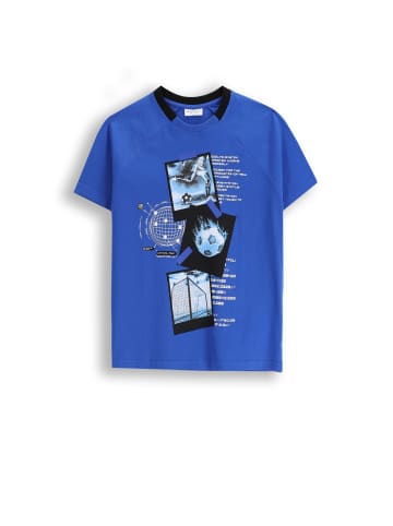 Coccodrillo Baumwoll-T-Shirt mit kurzen Ärmeln in kobaltblau