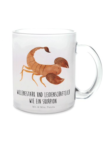 Mr. & Mrs. Panda Teetasse Sternzeichen Skorpion mit Spruch in Transparent