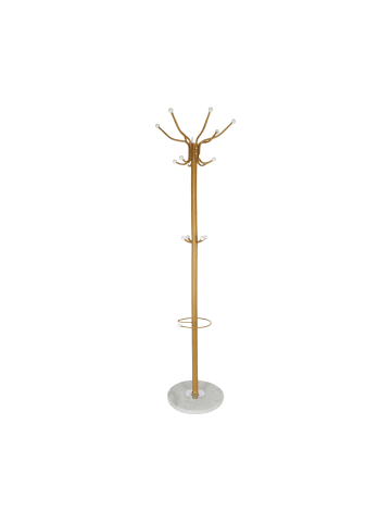 relaxdays Garderobenständer in Gold/ Weiß - (H)176,5 x Ø 36,5 cm