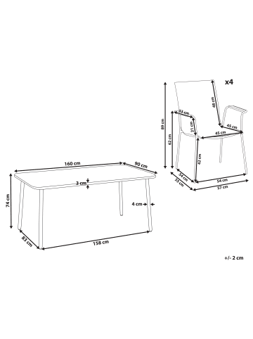 Beliani 5-tlg Gartentisch Set CARAVINO in Beige/Braun