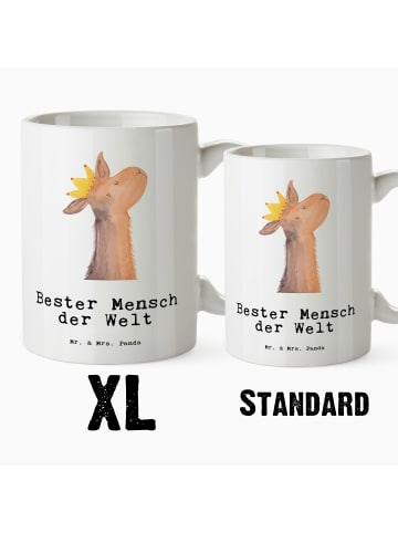 Mr. & Mrs. Panda Teepott Lama Bester Mensch der Welt mit Spruch in Weiß