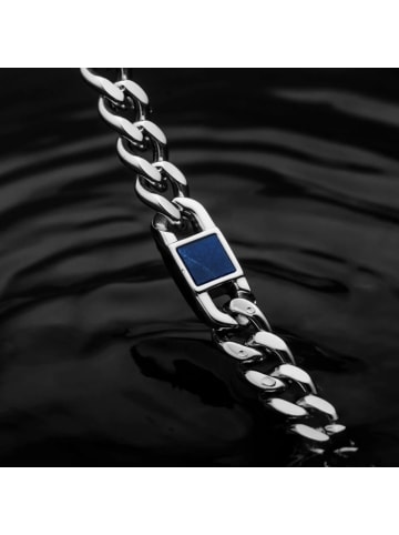 Holzkern Herren-Kette Edelstahl Bodyguards Marmor/Silberfarben