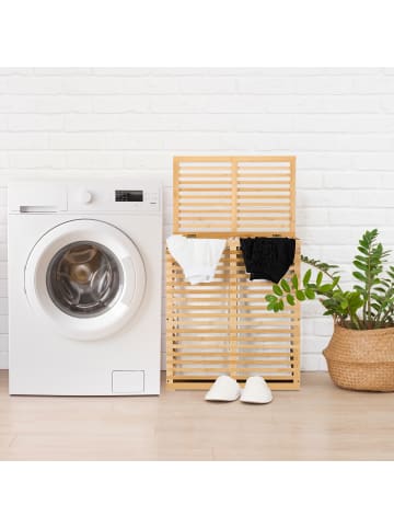 relaxdays Wäschekorb in Natur/ Beige - (B)53 x (H)61 x (T)35 cm