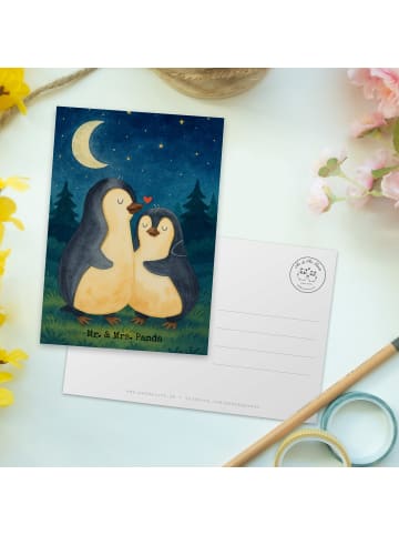 Mr. & Mrs. Panda Grußkarte Pinguine Einschlafen Design ohne Spruch in Weiß