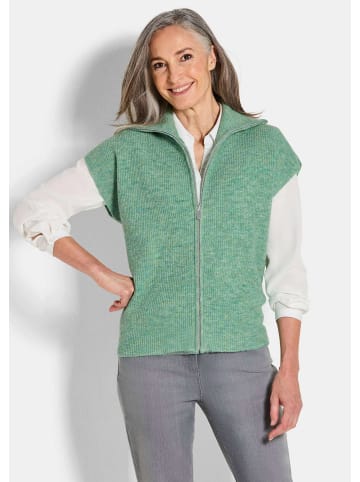 GOLDNER Kurzgröße:  Melierte Weste mit Reißverschluss in hellgrün