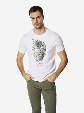 KOROSHI Crew t-shirt baumwolle druck-emb in weiß