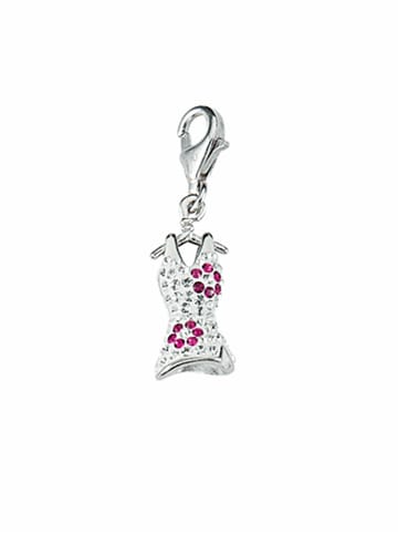 Adeliás 925 Silber Charms Anhänger Kleid mit Glasstein in bunt/multi