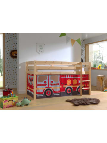 58 aufm Kessel KINDERBETT Karolina 210x114x106 Massivholz Natur Textilset Feuerwehr