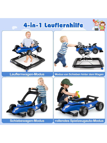 COSTWAY 4 in 1 Lauflernhilfe in Blau