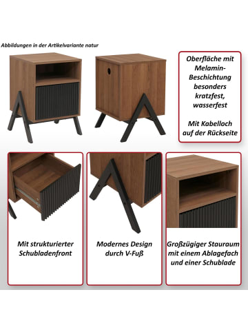 MCW Nachttisch O40 mit Schublade, Natur