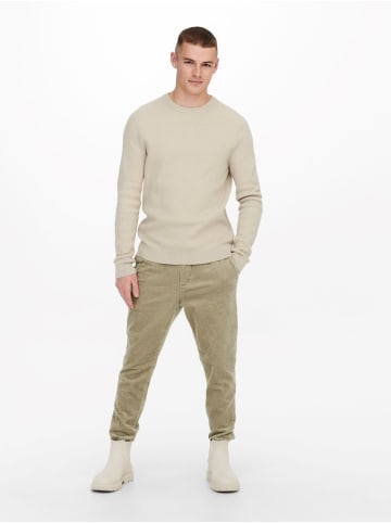 Only&Sons Relaxed Cord Stoffhose Bequem Pants Freizeit Cropped ONSLINUS in Beige