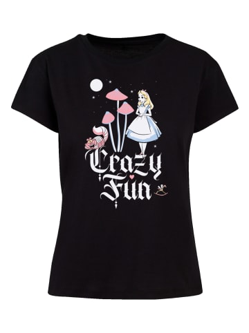F4NT4STIC Ladies Box Tee Disney Alice im Wunderland Crazy Fun in schwarz