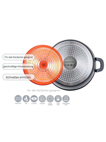 Cheffinger Wokpfanne mit Deckel ø40 cm - Marmorbeschichtung & Induktionsgeeignet in Schwarz