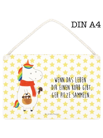 Mr. & Mrs. Panda Deko Schild Einhorn Pilz mit Spruch in Weiß