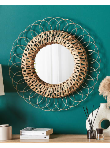 Beliani Dekospiegel PAMOL in Braun/Beige - (W) 67 x (H) 67 x (L) 2 cm