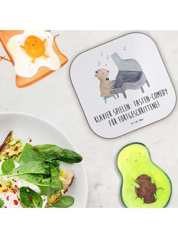 Mr. & Mrs. Panda Bierdeckel Klavier Tasten mit Spruch in Weiß