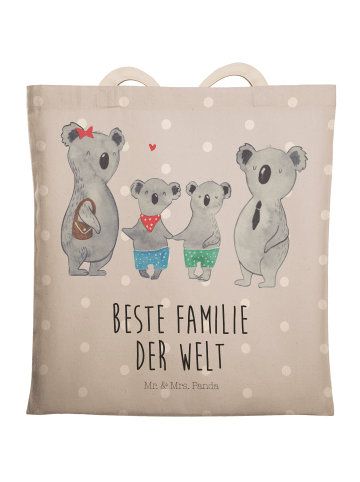 Mr. & Mrs. Panda Einkaufstasche Koala Familie zwei mit Spruch in Grau Pastell