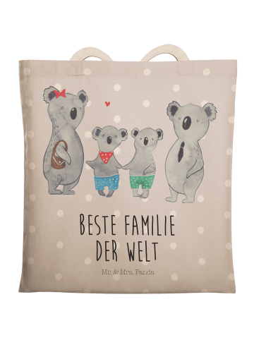 Mr. & Mrs. Panda Schultertasche Koala Familie zwei mit Spruch in Grau Pastell