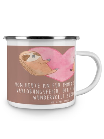 Mr. & Mrs. Panda Trinkbecher Verlobungsfeier ZuMenschmen mit Spruch in Braun Pastell
