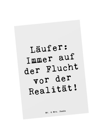 Mr. & Mrs. Panda Postkarte Spruch Laufen Realitätsflucht mit Spruch in Weiß