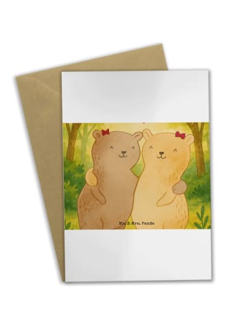 Mr. & Mrs. Panda neujahrskarte Bären Schwestern Design ohne Spruch in Weiß