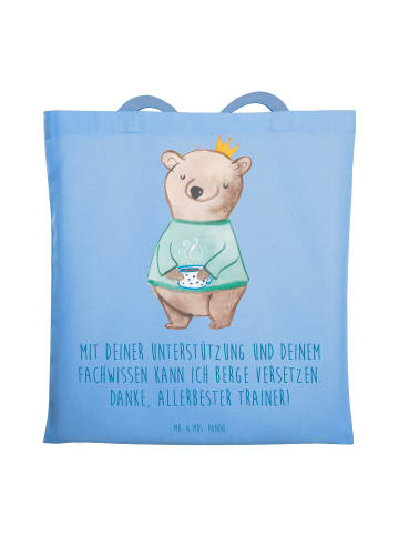 Mr. & Mrs. Panda Tote Bag Bester Trainer mit Spruch in Sky Blue