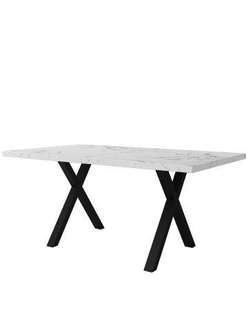 ABRIHOME Esstisch mit gekreuzten Beinen in Weiß