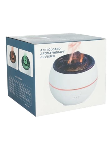 COFI 1453 Aromatherapie-Luftbefeuchter / Diffusor mit bunter Flamme, in Weiß
