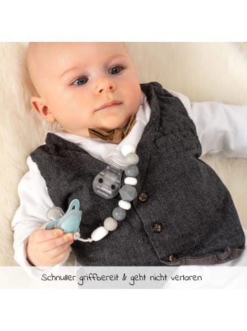 MiaMia Schnullerkette mit Silikon-Perlen in gruen,grau