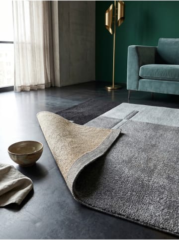 KADIMA DESIGN Teppich Kurzflor Waschbar Karo LATEMAR Strapazierfähig OEKO-TEX in Grau