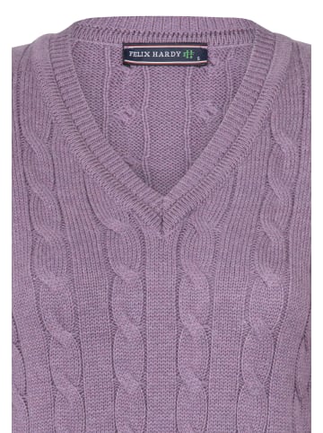 Felix Hardy Grobstrick Zopfmuster V-Ausschnitt Pullover in Lila-lm