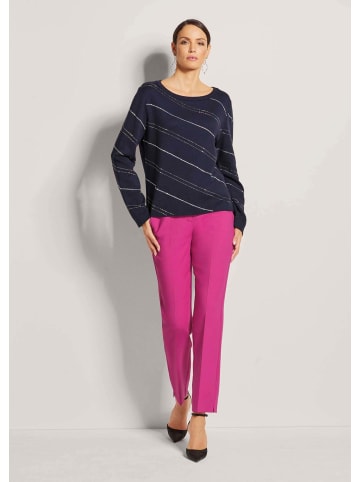 MADELEINE Langarm Glitzerpullover, Feinstrick in marine / silberfarben