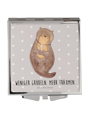 Mr. & Mrs. Panda Handtaschenspiegel quadratisch Otter Muschel mi... in Grau Pastell