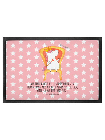 Mr. & Mrs. Panda Fußabtreter Einhorn Prinzessin mit Spruch in Rot Pastell
