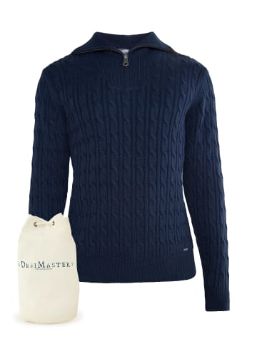 DreiMaster Vintage Strickpullover + Shopping Bag - Set in Marine