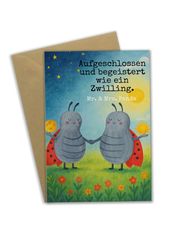 Mr. & Mrs. Panda Grußkarte Sternzeichen Zwilling Design mit Spruch in Weiß