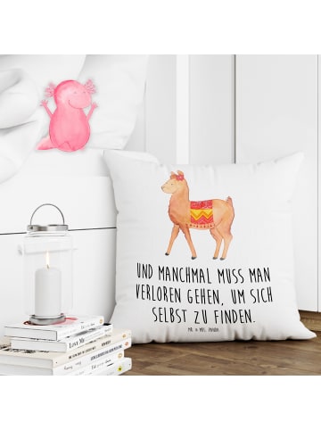 Mr. & Mrs. Panda Zierkissen Alpaka Stolz mit Spruch in Weiß