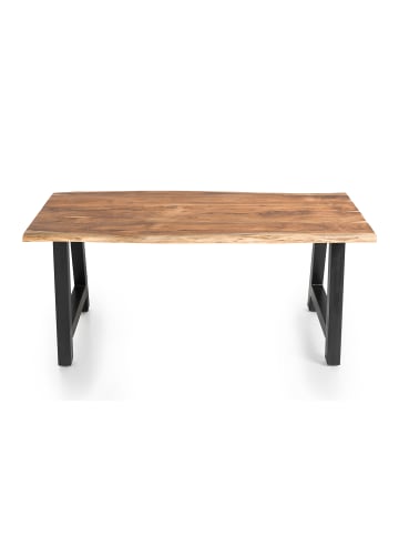 SalesFever Esstisch 140x80 cm Platte Massivholz Akazie Baumkante mit A-Gestell in Schwarz