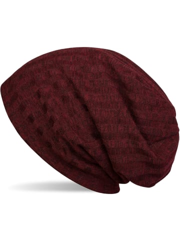 styleBREAKER Feinstrick Beanie Mütze in Bordeaux-Rot meliert