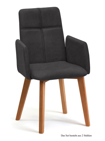 58 aufm Kessel ARMLEHNSTUHL (2er-Set) Dardana 52x92x60 Eiche geölt/Anthrazit