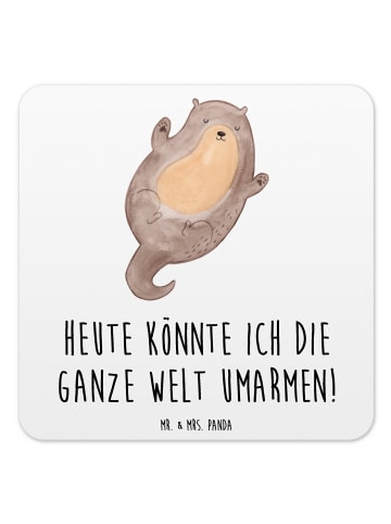 Mr. & Mrs. Panda Untersetzer Set Otter Umarmen mit Spruch in Weiß