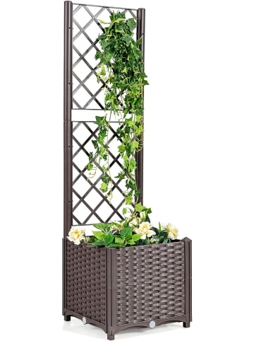 COSTWAY Blumenkasten mit Rankgitter 135cm in Braun